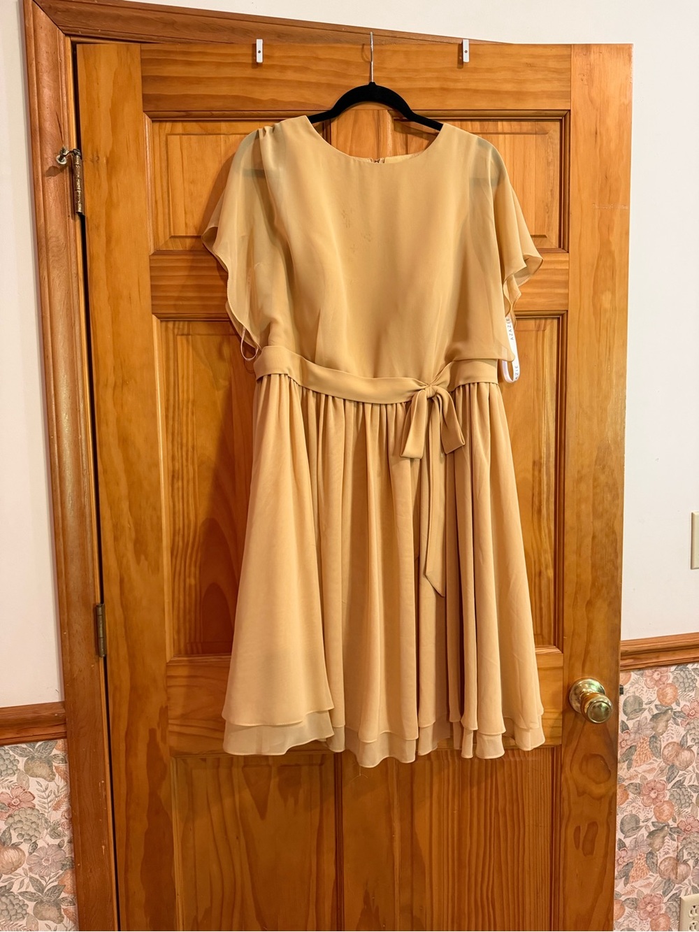 Azazie Camel Tan Satin Dress
